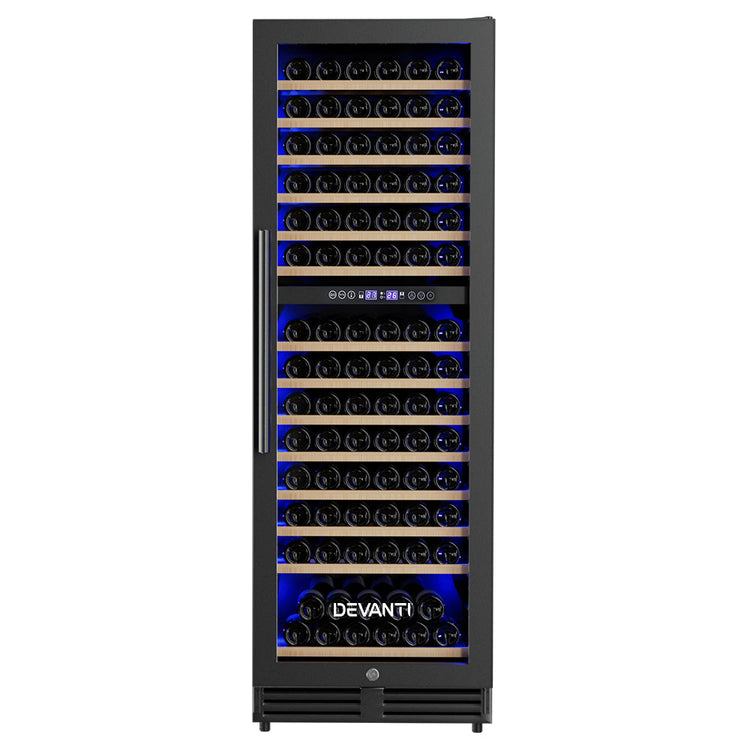 Premium dual-zone 154-bottle wine fridge and cooler