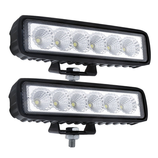 2 x 6inch 18W LED Work Light Bar Driving Lamp Flood Truck Offroad MINING UTE 4WD V94-4X4-WORK65W-181*2