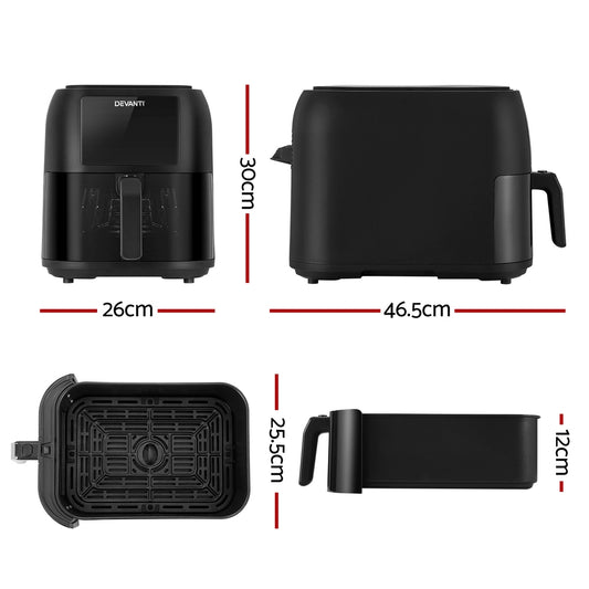 Devanti Air Fryer 8L LCD Fryers AF-K-G-8008-BK