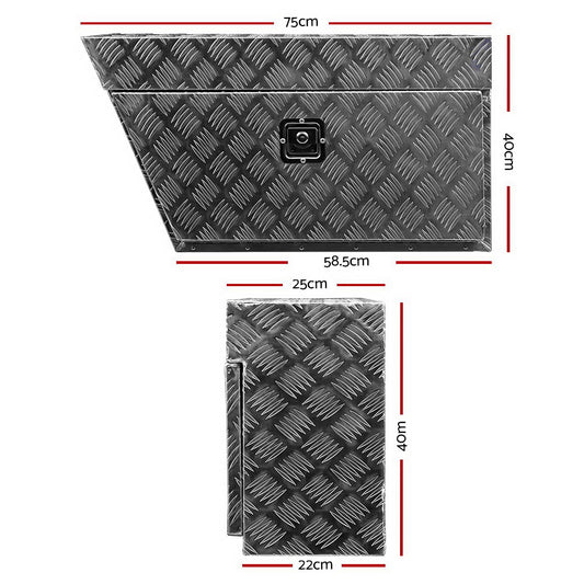 Giantz Aluminium Ute Tool Box Pair of Toolbox Tray Vehicle Storage Lock ATB-DS-75-40