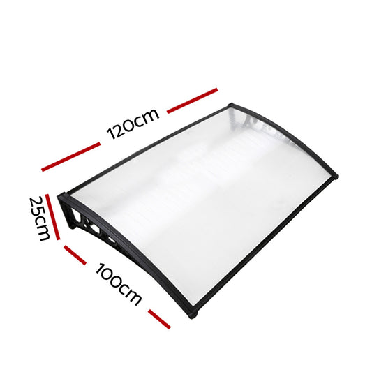 Instahut Window Door Awning 1mx1.2m Transparent AWN-PC6-1X12