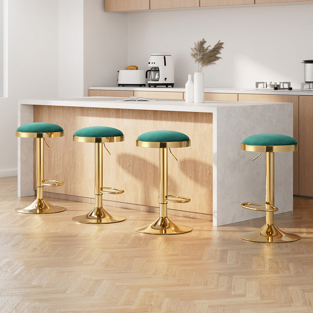 4x Artiss Bar Stools Kitchen Dining Chairs Velvet Padded Stool Green BA-B-FABRIC-G02-GRX4
