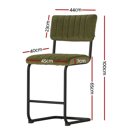 Artiss 2x Bar Stools Velvet Chairs Green BA-HY-005-GNX2