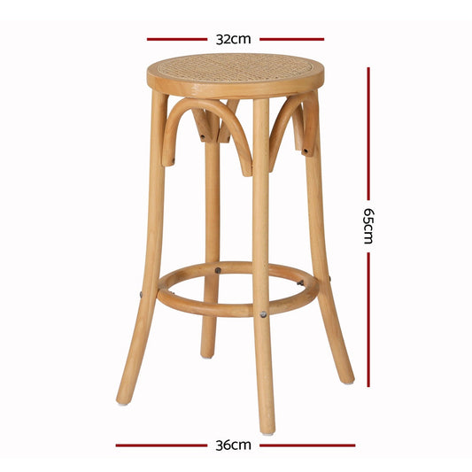 Artiss 4x Bar Stoosl Rattan Seat Wooden BA-L-RA-B13-NAX4