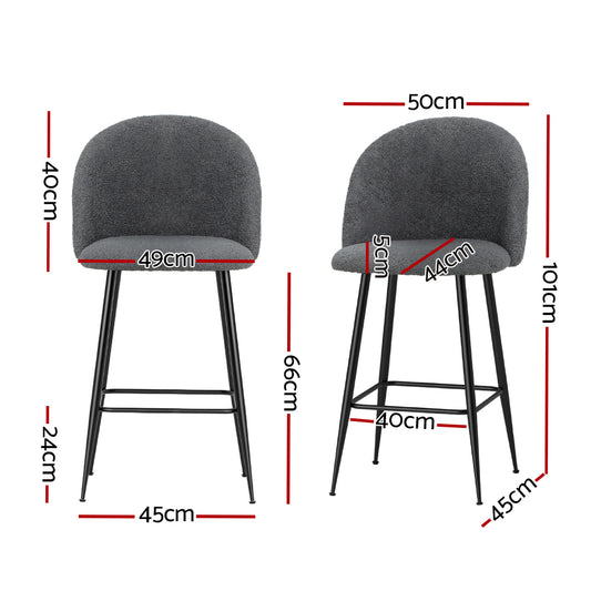 Artiss Bar Stools Kitchen Counter Barstools Sherpa Metal Chairs x2 BA-TW-8098-CHX2