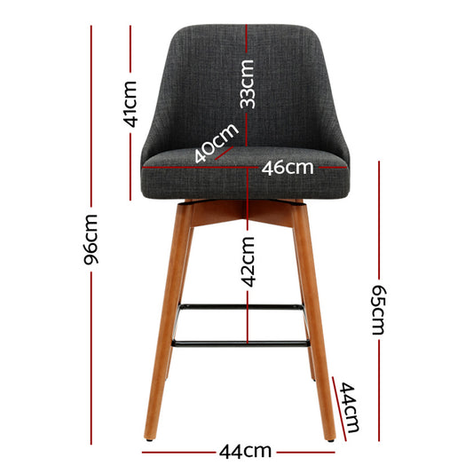Artiss 4x Bar Stools Swivel Seat Wooden Charcoal BA-TW-8125-CHX4