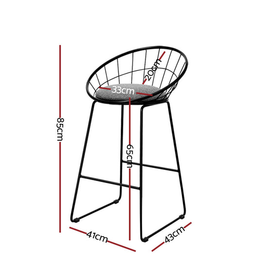 Artiss 4x Bar Stools Padded Seat Metal BA-TW-8128-BKX4