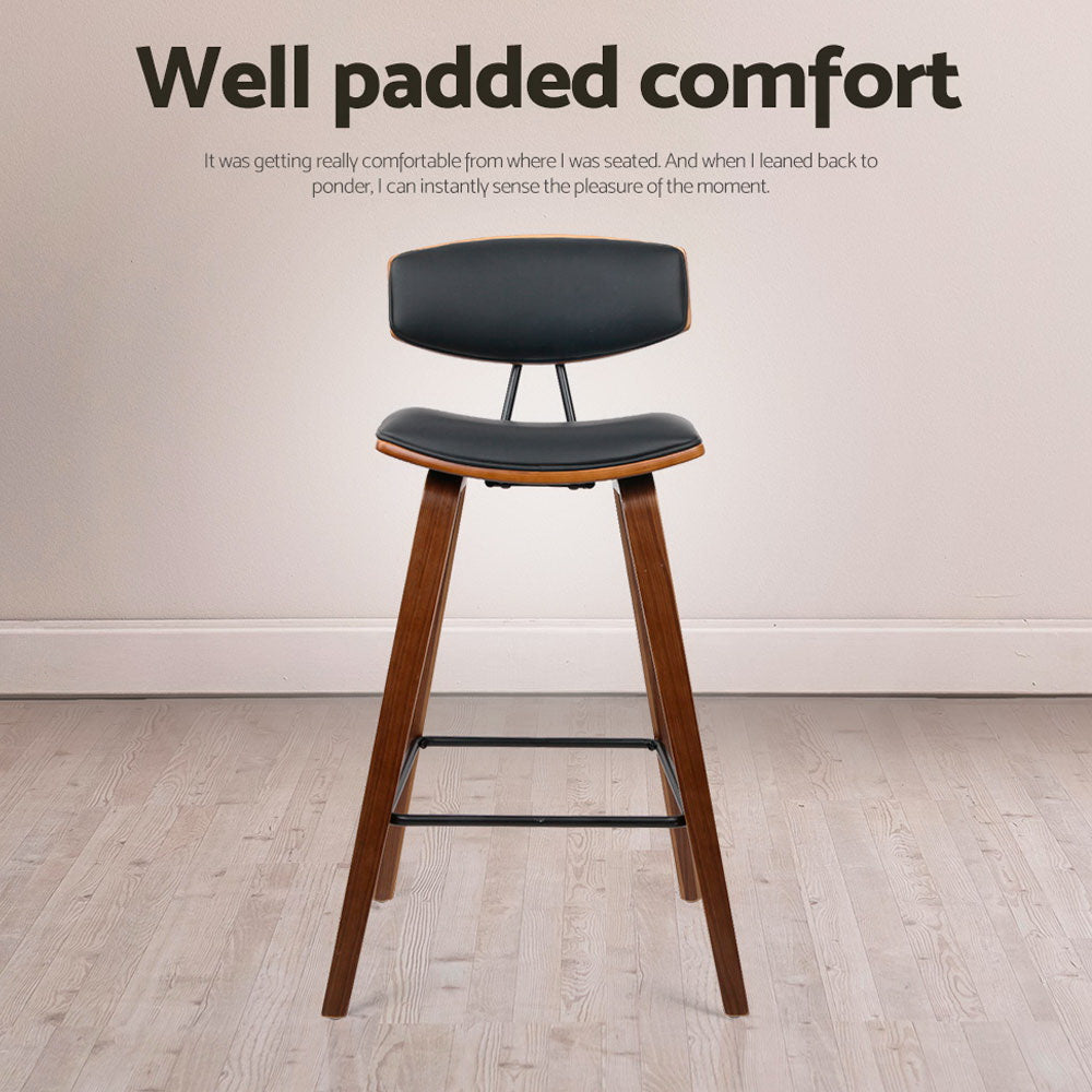 Artiss 4x Bar Stools Leather Padded w/Backrest BA-TW-8782-BKX4