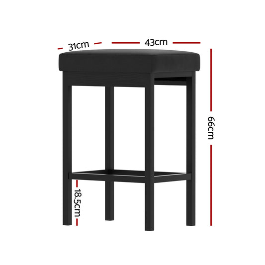 2x Artiss Metal Bar Stools PU Seat Dining Counter Chairs BA-TW-W0087-BKX2