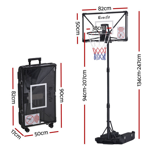 Everfit Portable Basketball Hoop System Adjustable Full Foldable Stand 2.07m BAS-HOOP-210FOLD-BK