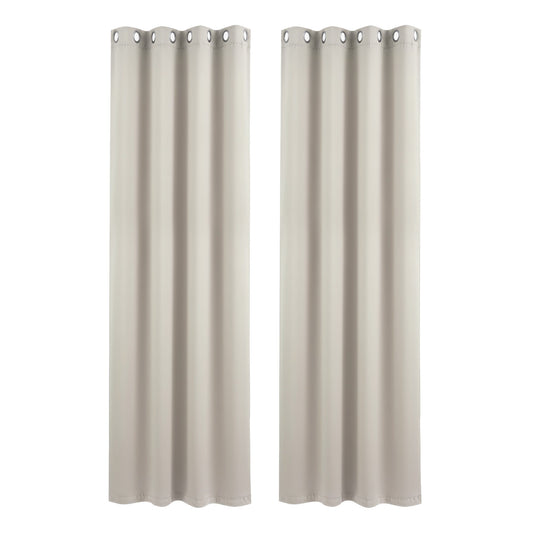 Artiss Blockout Curtains 2X 132x213cm Thermal Insulated Eyelet Drapes Beige BC-MATT-132X213-BG