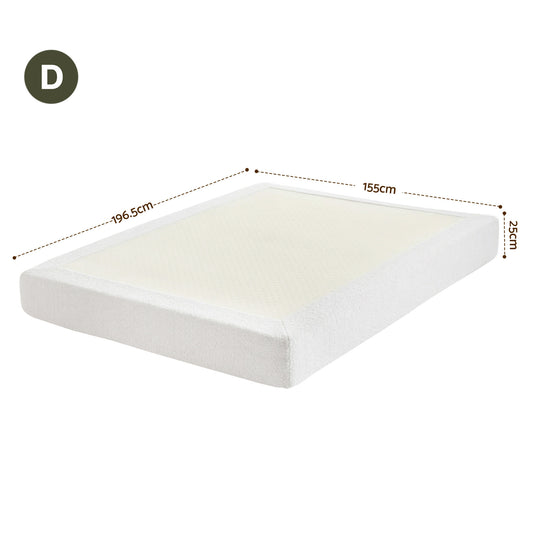 Artiss Compression Bed Frame Double Size No Assembly Vacuum High Density Sponge Boucle Cream White BED-FOAM-BASE-D-WH