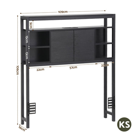 Artiss Bed Headboard King Single Storage Bedhead Charging Station Black BED-HEAD-SOR-KS-BK