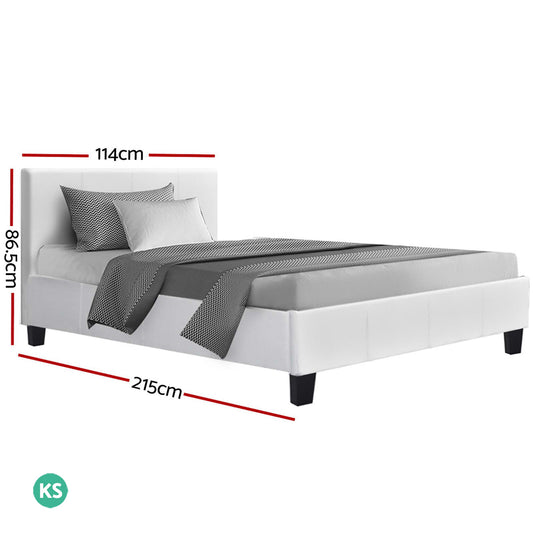 Artiss Bed Frame King Single Size White NEO BFRAME-E-NEO-KS-WH-AB