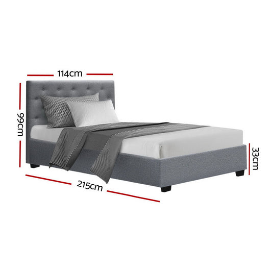 Artiss Bed Frame King Single Size Gas Lift Grey VILA BFRAME-E-VILA-KS-GY-ABC