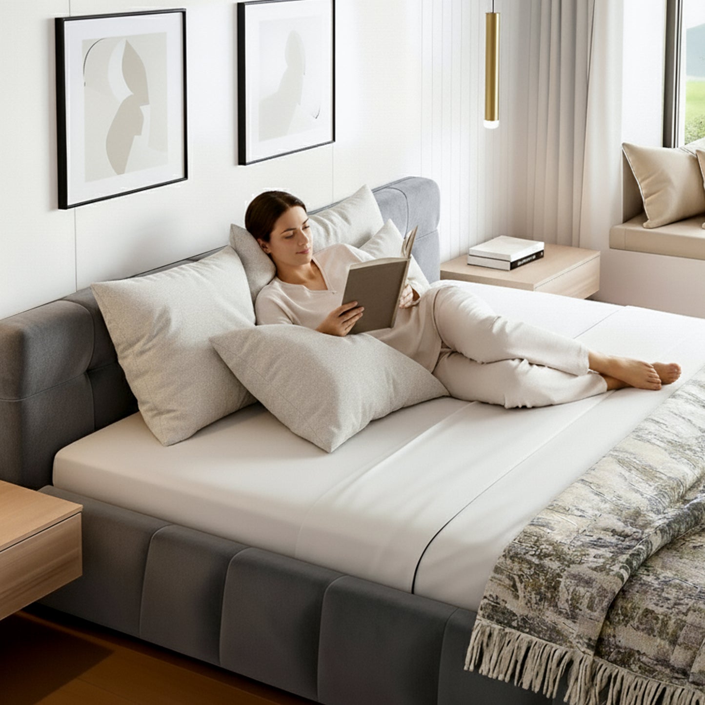 Artiss King Size Bed Frame Plush Soft Headboard Velvet Platform Base for Modern Bedrooms Grey BFRAME-F-HAVEN-K-GY-AB