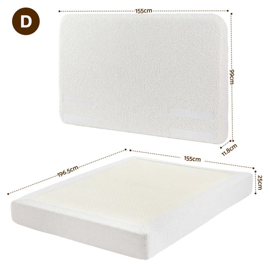 Artiss Double Bed Frame Boucle Fabric Vacuum Compressed Beds Removable Washable Cover BFRAME-FOAM-SOLIS-D-WH