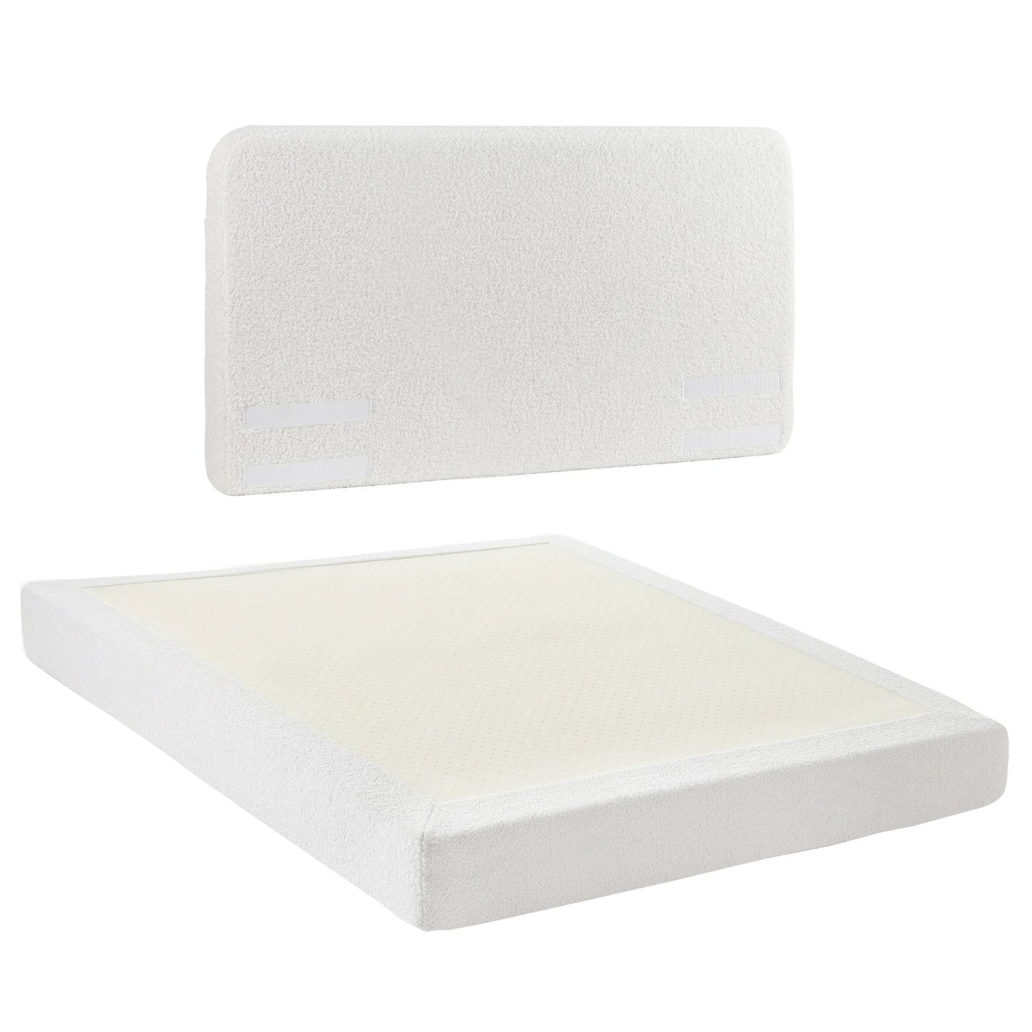 Artiss Queen Bed Frame Boucle Fabric Vacuum Compressed Beds Washable Cover No-Assembly BFRAME-FOAM-SOLIS-Q-WH