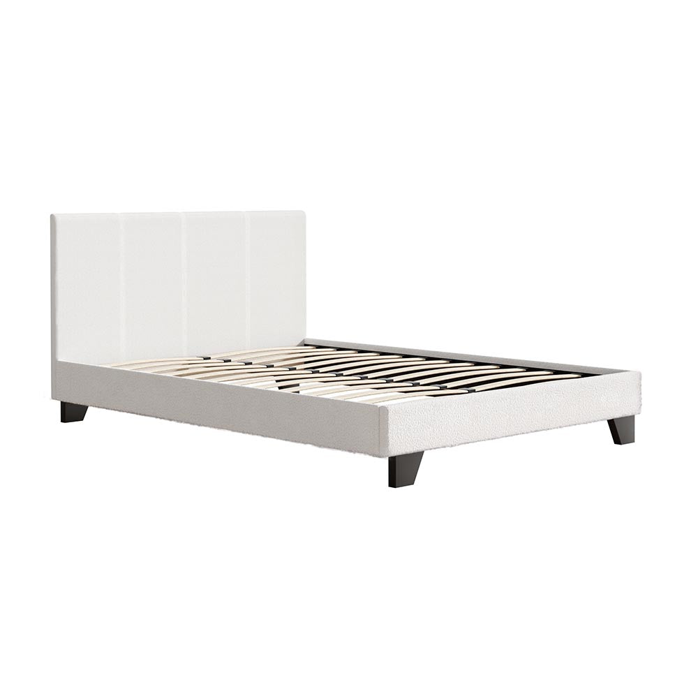 Artiss NEO White Boucle Double Bed Frame BFRAME-H-NEO-D-TED-AB