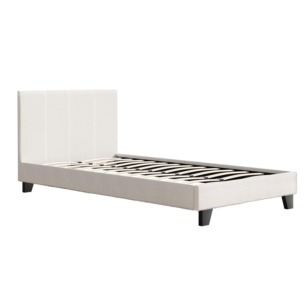 Artiss NEO White Boucle King Single Bed Frame BFRAME-H-NEO-KS-TED-AB