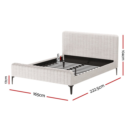 Artiss BedStory Queen Bed Frame with Mattress Set Platform Base Pocket Coil Linen Upholstered BFRAME-SET-AMMY-XF-34-Q