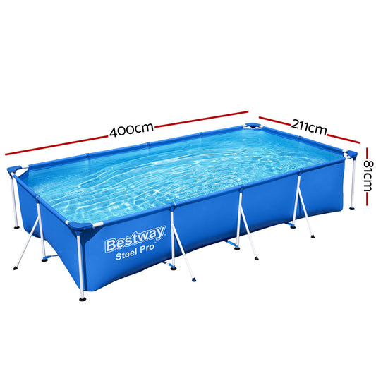 Bestway Swimming Pool 400x211x81cm Steel Frame Above Ground Pools 5700L BW-POOL-400CM-56512