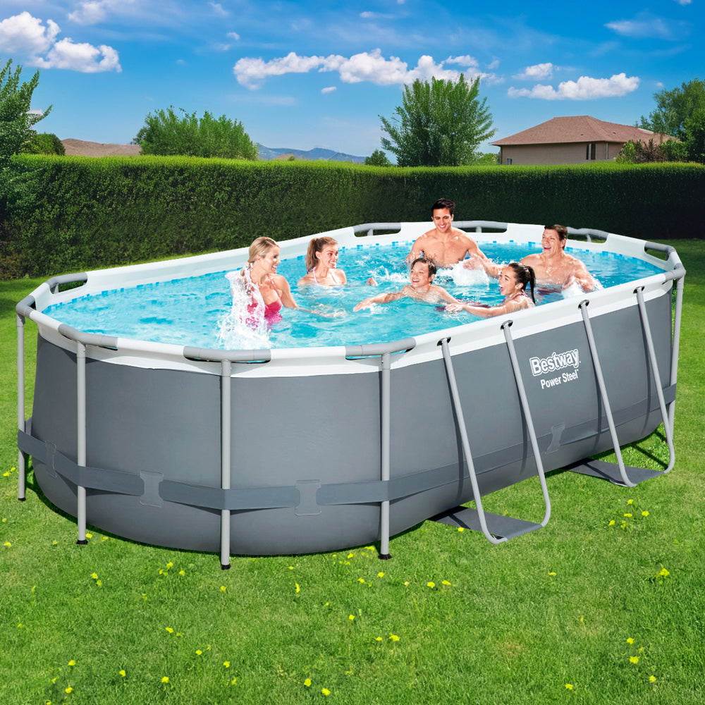 Bestway Swimming Pool 427x250x100cm Steel Frame Above Ground Pools Filter Pump Ladder 7250L BW-POOL-427-56622