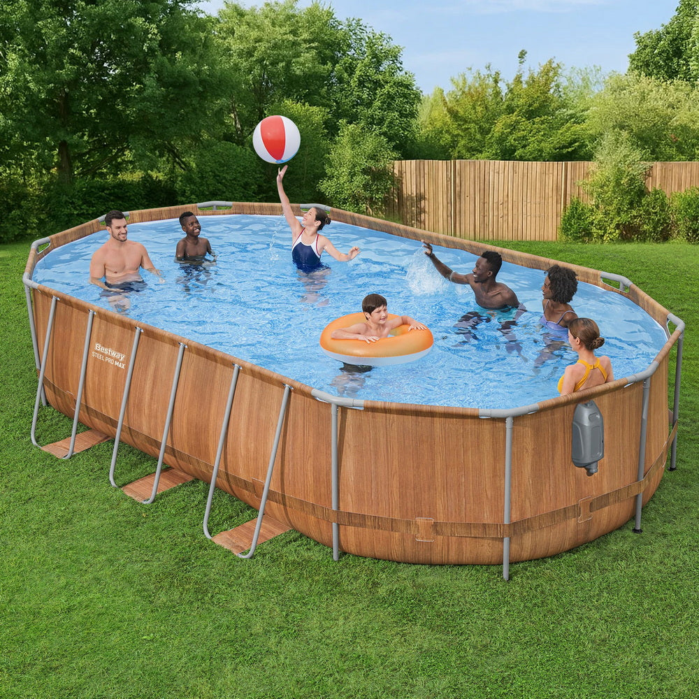 Bestway Swimming Pool Steel Frame Luxury Pool & SPA Massage Set 6.1x3.66x1.22m BW-POOL-OV-610-56720