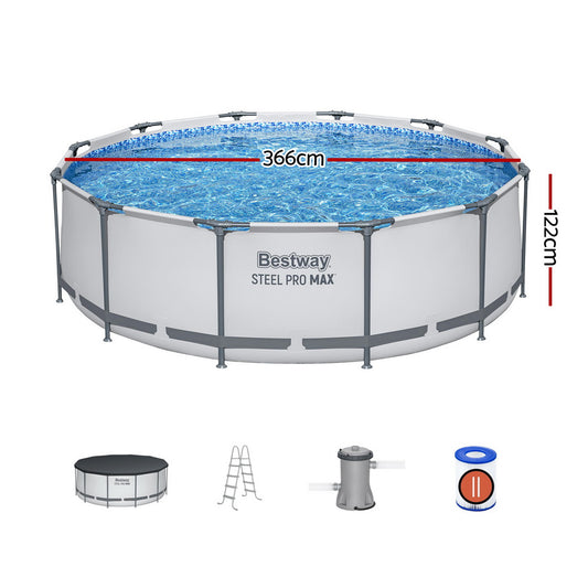 Bestway 366cm Swimming Pool Above Ground Pools Round Filter Pump Cover Ladder BW-POOL-R-366CM-56421