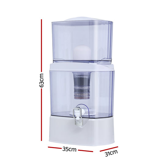 Devanti Benchtop Water Filter 24L Gravity Multi-Stage BPA-Free Home Camping BWF-7SF-24L-WH