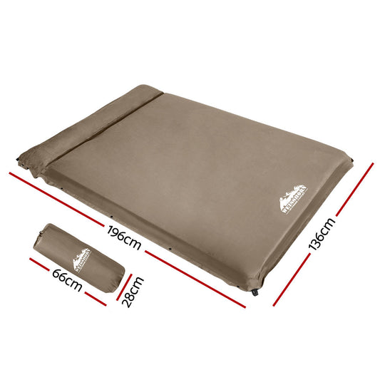 Weisshorn Self Inflating Mattress 10CM Camping Sleeping Mat Air Double Coffee CAMP-MAT-SUE-DT-CO