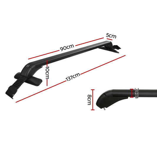 Universal Car Roof Racks Pod Aluminium Cross Bars Clamps Lockable 90cm Black CAR-RFBAR-5501-100-BK