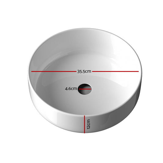 Cefito Bathroom Basin Ceramic Vanity Sink Hand Wash Bowl 35x12cm CB-8017-WH