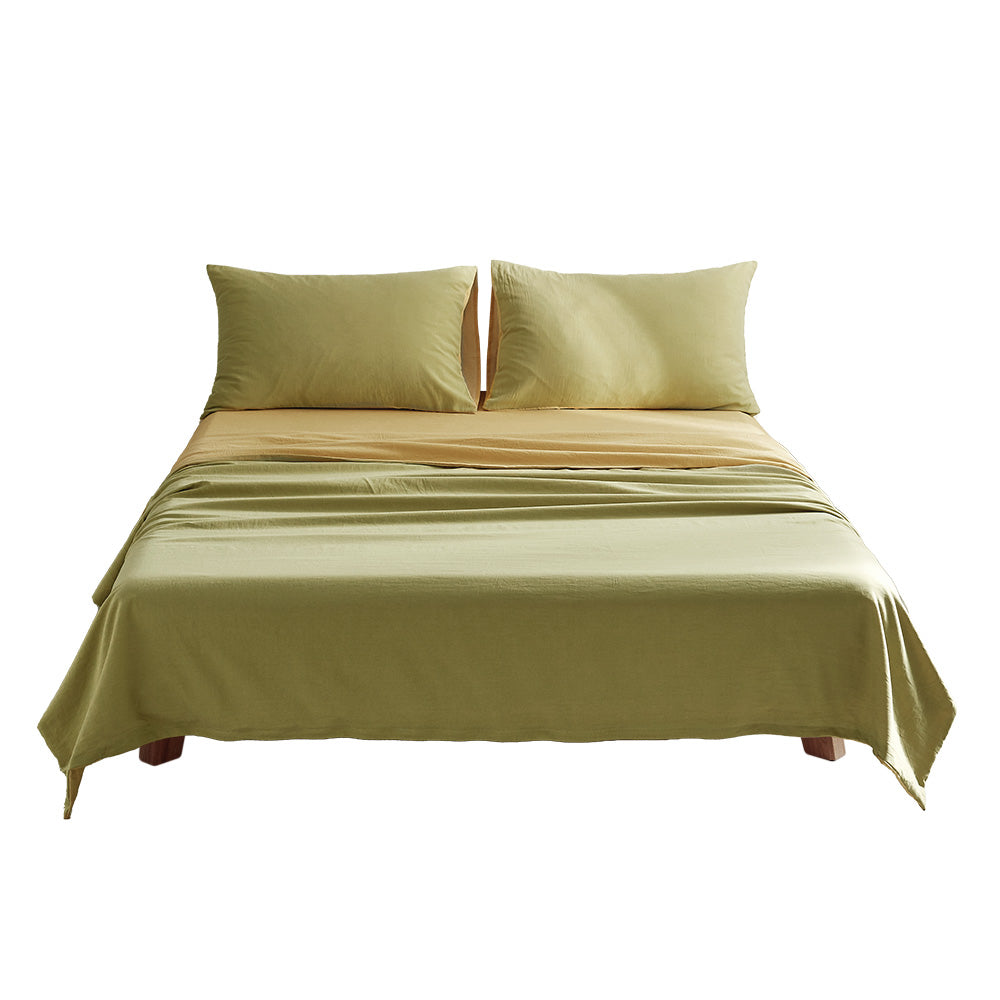 Cosy Club Cotton Bed Sheets Set Yellow Cover Single CC-SHEETSET-S-YE-YE