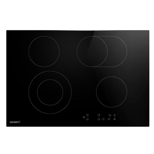 Devanti Electric Ceramic Cooktop 77cm CCT-B-4E-6Z-TOUCH-BK