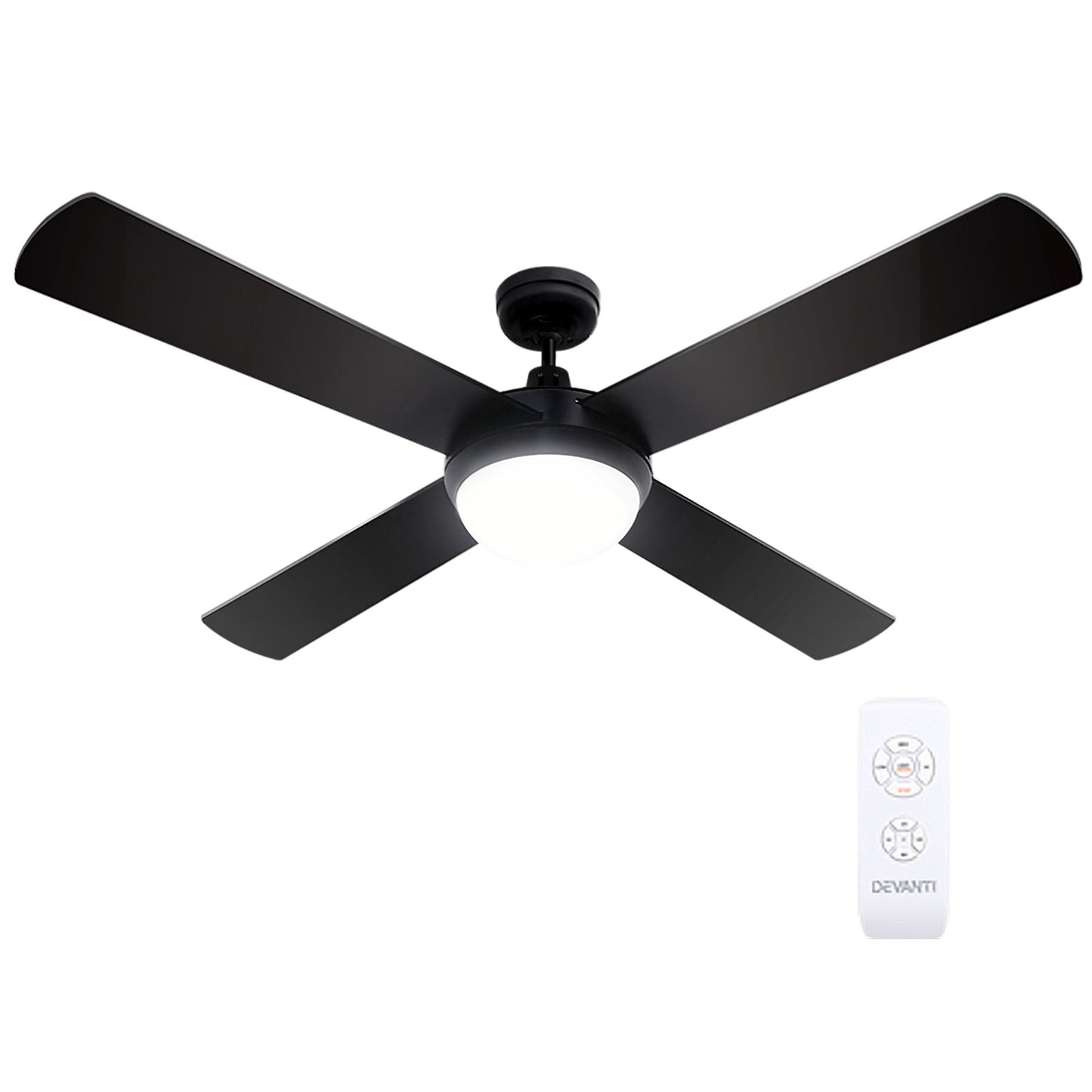 Devanti 52'' Ceiling Fan DC Motor w/Light w/Remote - Black CF-RC-52-BK