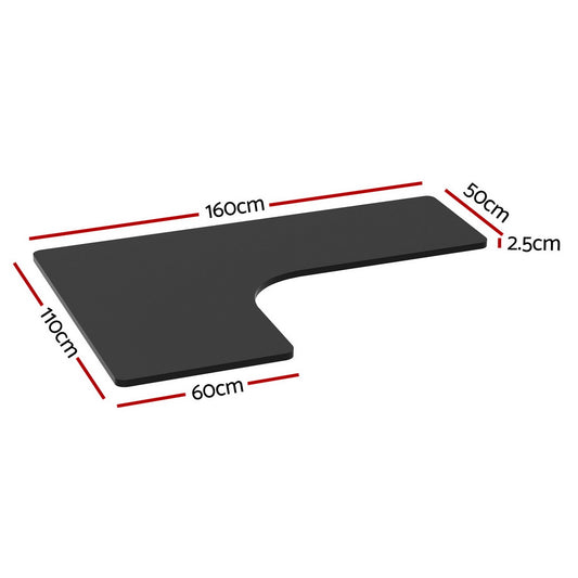 Artiss Standing Desk Top L-shape Black 160CM DB-B-L160-BK