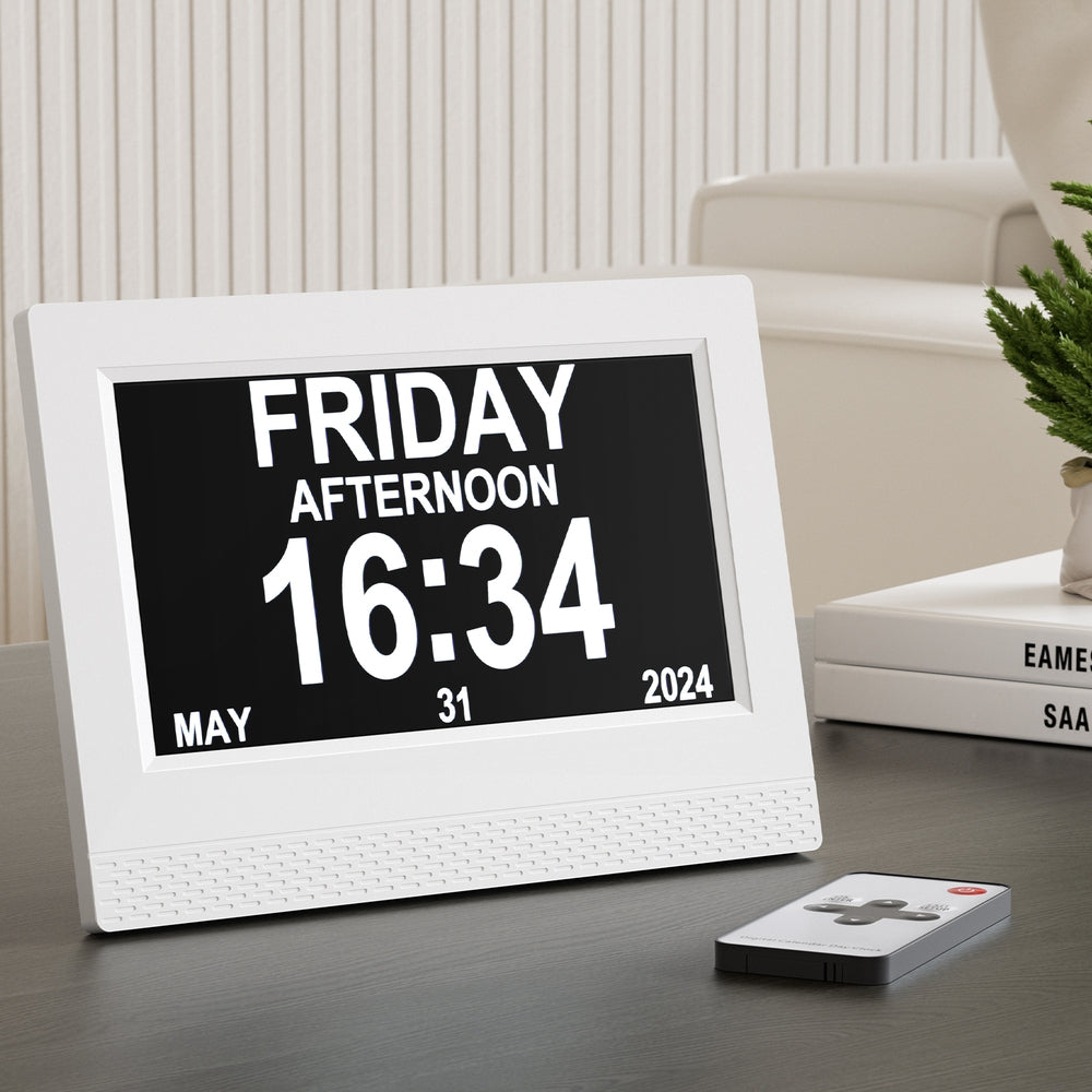 Artiss 7" Digital Day Clock Calendar Alarm White DDC-7INCH-WH