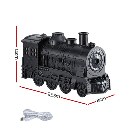 Devanti Train Aroma Diffuser Essential Oil Humidifier 300ml Smoke Ring LED Timer DIFF-TRAIN-BK