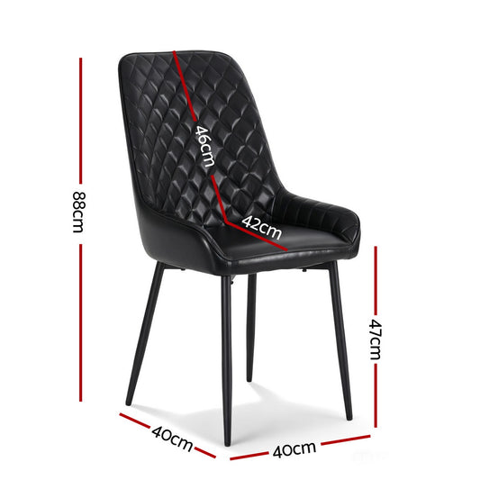 Artiss 2x Dining Chairs Retro PU Leather Kitchen Lounge Cafe Accent Chair Black DINC-B-B02-BKX2