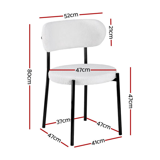 Artiss Dining Chairs Set of 6 Sherpa Boucle White DINC-B-W01-WHX6