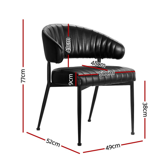 Artiss Dining Chairs Set of 4 Leather Hollow Armchair Black DINING-B-C01-PU-BKX4