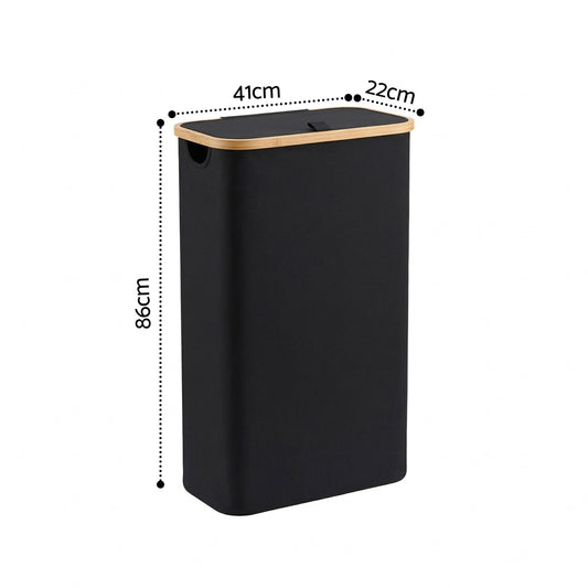 Artiss Laundry Basket with Removable Bag Foldable Black DIY-BATH-BK