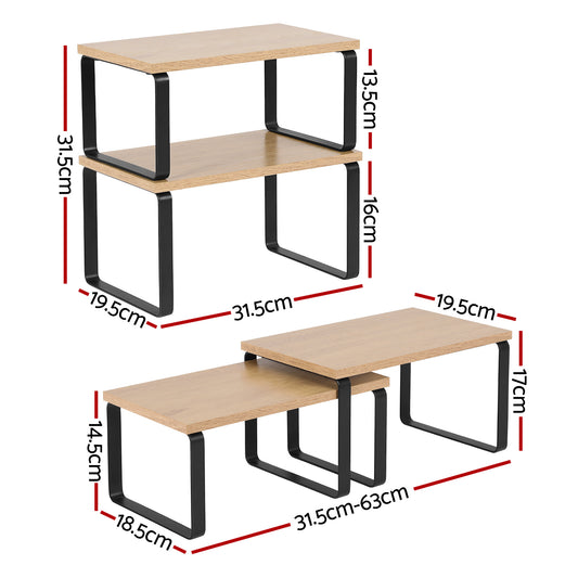 Cefito Kitchen Storage Shelves Rack Cupboard Cabinet Organiser Set of 2 DR-D-2SET-WD