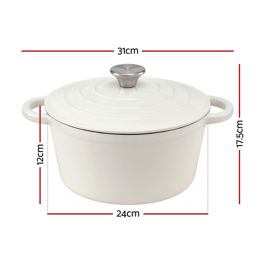 5-Star Chef 3.8L Enameled Cast Iron Dutch Oven Pot with Lid for Sourdough Bread Baking DTO-POT-WH