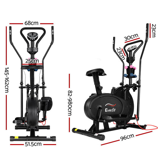 Everfit Exercise Bike 6 in 1 Elliptical Cross Trainer Home Gym Indoor Cardio EB-F-ELLI-01-6IN-BK