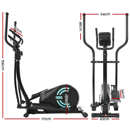Everfit Exercise Bike Elliptical Cross Trainer Home Gym Fitness Machine 100kg EB-F-MB-03-BK