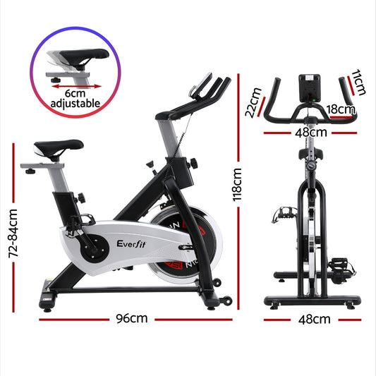 15kg Flywheel Spin Bike Everfit Exercise Bike Home Gym Fitness 120KG Capacity EB-F-SPIN-15-SI