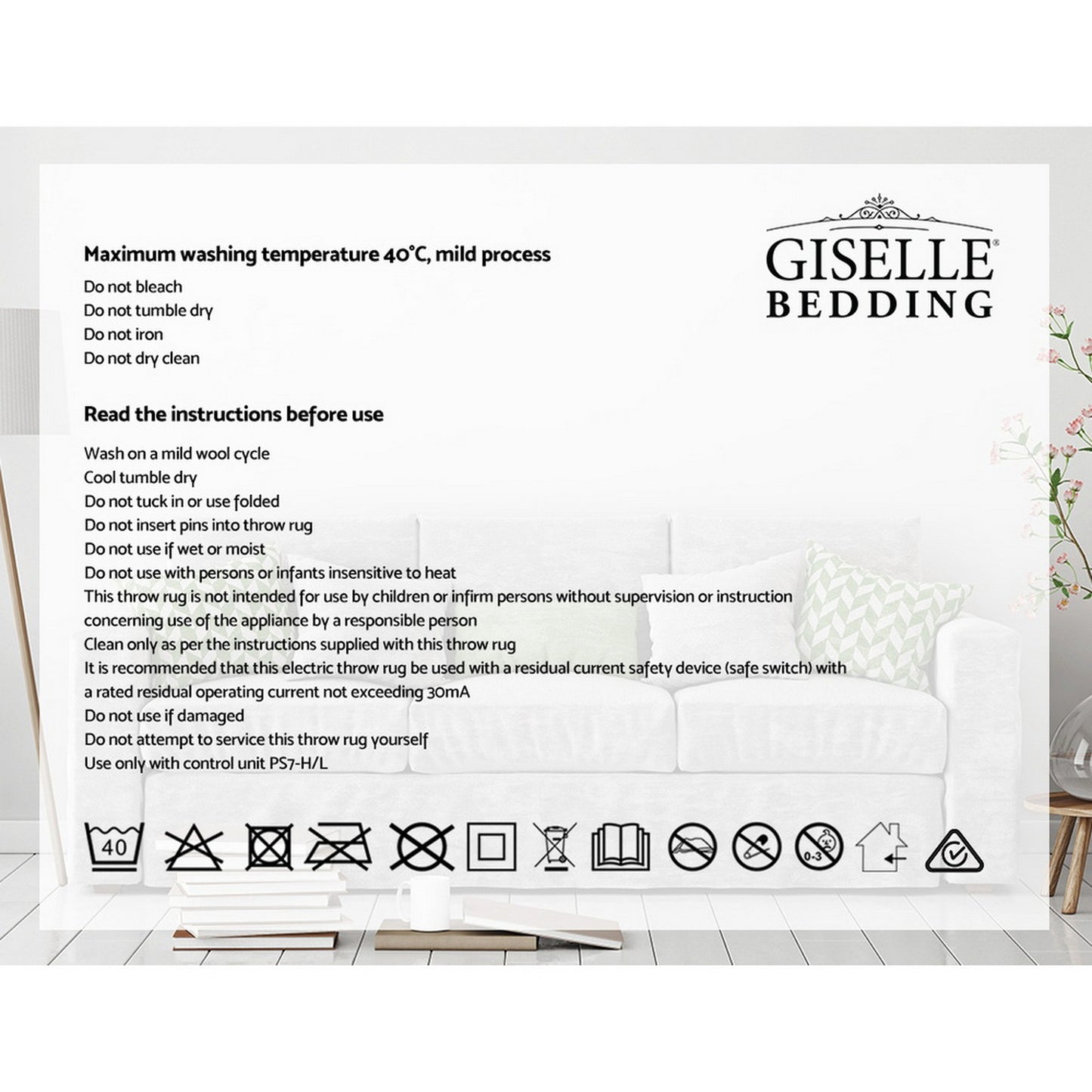 Giselle Bedding Electric Throw Blanket - Chocolate EB-THROW-RUG-CBR