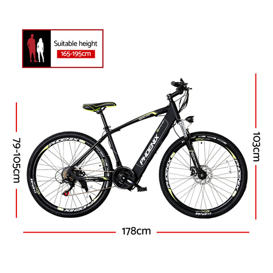 Phoenix 27.5 Inch Electric Bike Mountain Bicycle eBike Built-in Battery EBIKE-275IN-X7-BK